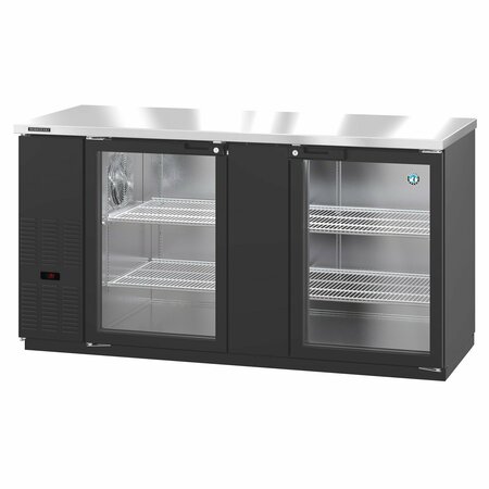 HOSHIZAKI AMERICA Refrigerator, Two Section, Black Vinyl Back Bar Back Bar, Glass Doors,  BB69-G